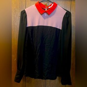🔴Sheer Colorblock Blouse